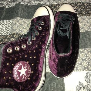 Maroon velvet converse